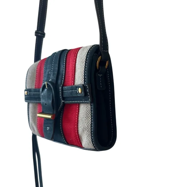 Tory Burch Maritime Stripe Crossbody Canvas Red‎ Ivory Nautical - Image 6
