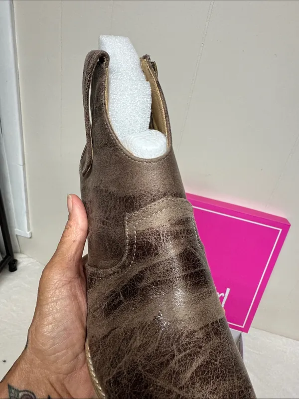 HeyGirl by Corkys Brown Distressed Faux-Leather Pointed Ankle Booties - Image 6