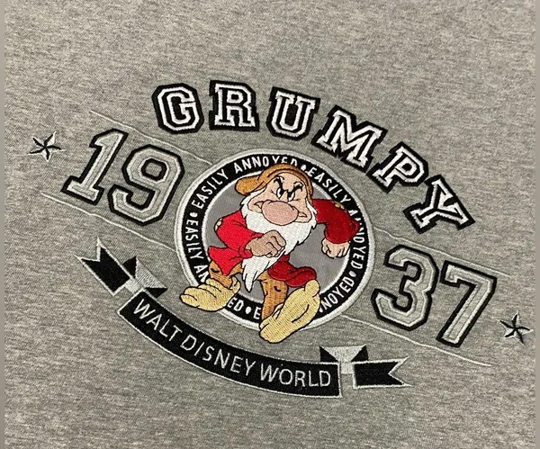 Disney’s Grumpy from the Seven Dwarfs Unisex Embroidered T-Shirt - Image 2