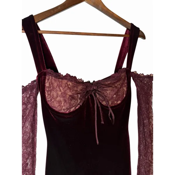 House of CB Ivy Black Cherry Velvet Maxi Dress XS - Image 11