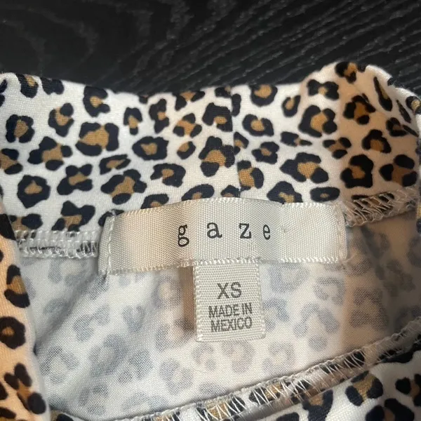 Gaze Leopard Print Mock Neck Long Sleeve Top Women's XS Made in Mexico - Image 3