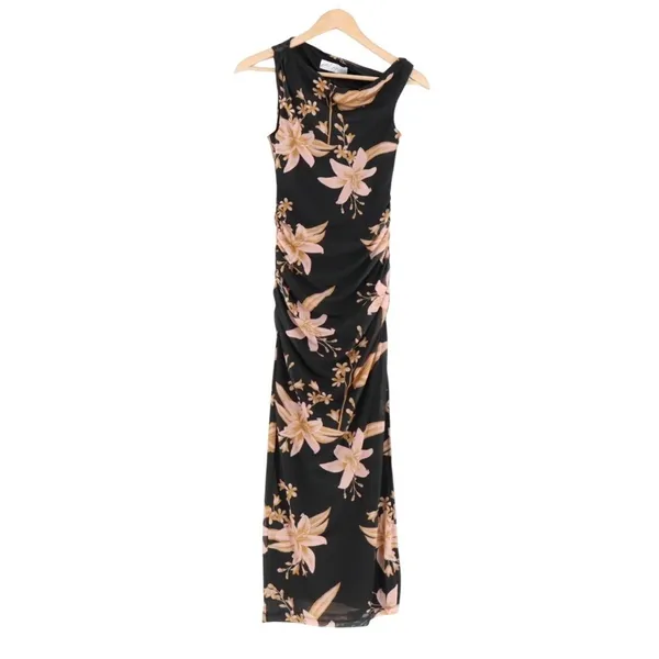 Petal & Pup Arabelle Maxi Dress Womens XS Black Floral Off Shoulder Side Split - Image 2