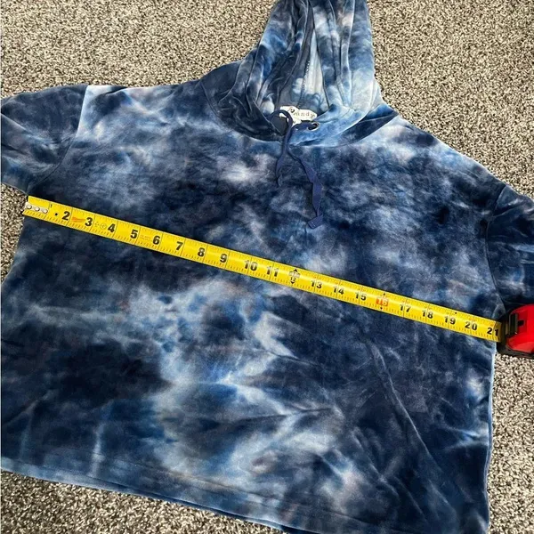 blue tie-dye pull over long sleeve hooded sweatshirt M - Image 5