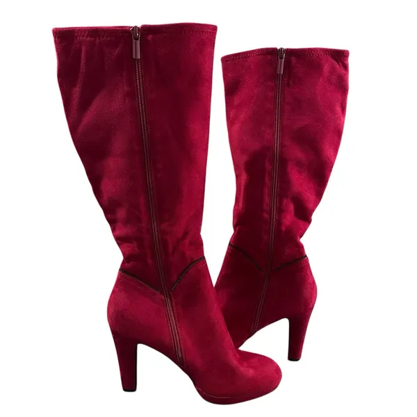 Impo Scarlet Red Tall‎ Suede 5418371 Boots Women's Size 9 M Heels Knee High - Image 6