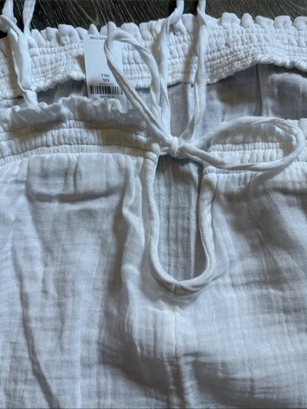 Old Navy Crinkle Gauze Tank Top Spaghetti Strap XXLT Key Hole Elastic Tie Back - Image 6