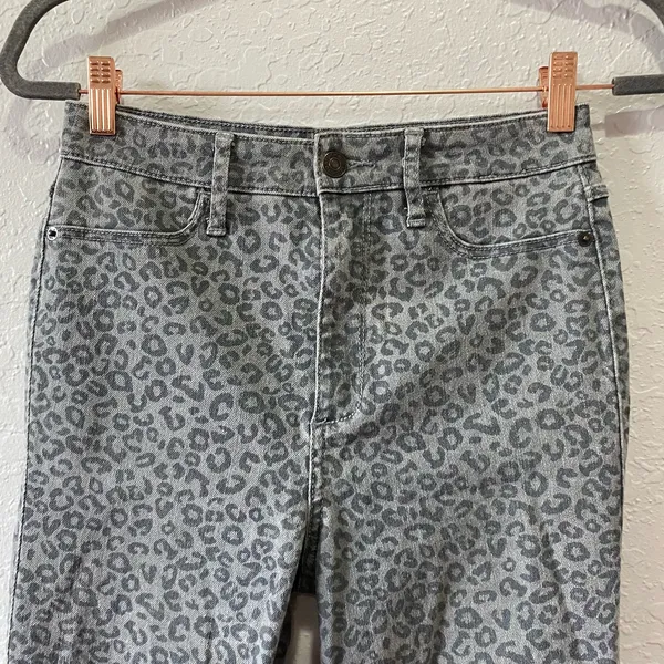 Abercrombie & Fitch Gray High-Waisted Leopard Jeans Size 4 - Image 2