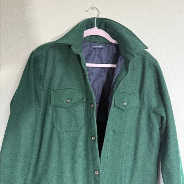 Brandy Melville Forest Green Quilted Shacket Jacket OS Oversized Button Front - Image 6
