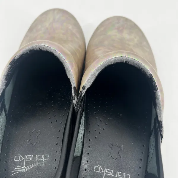 Dansko Tan Iridescent Nursing Clog shoes comfort slip on leather metallic 37/6.5 - Image 4
