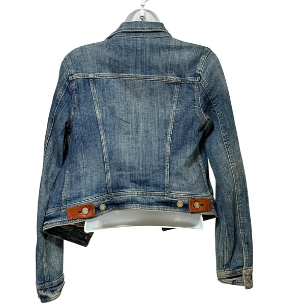 Pilcro and the Letterpress Womens XS Denim Jacket Medium Wash Cropped Trucker - Image 2