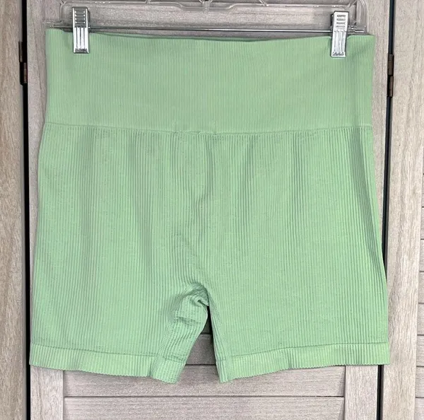 COLSIE Ribbed Bike Shorts Mint Green-XL - Image 2
