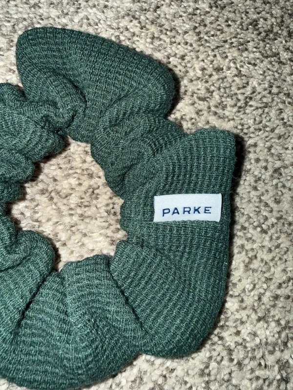 PARKE Forest Green Waffle Knit Hair Scrunchie - Image 2