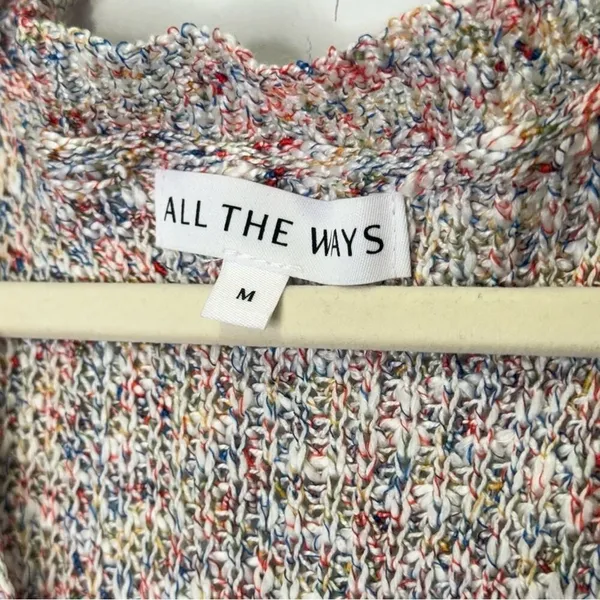 All The Ways Knit Speckled A-line Long Sleeve Mini Dress Medium Dusty Pink Beige - Image 6