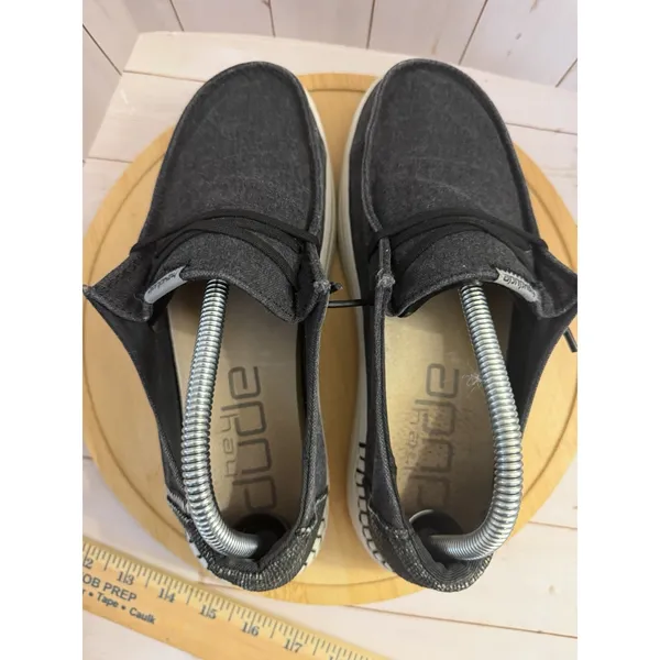 Hey Dude Wendy Rise Loafers Womens 7 Black Canvas Sparkle Platform Slip On - Image 8