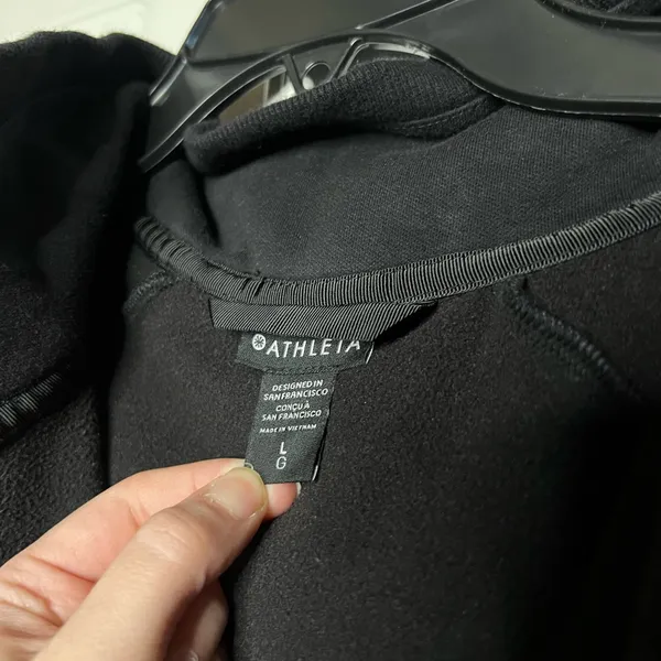 Athleta Triumph Hoodie Black Size Large Fleece Lined Full Zip - Image 7