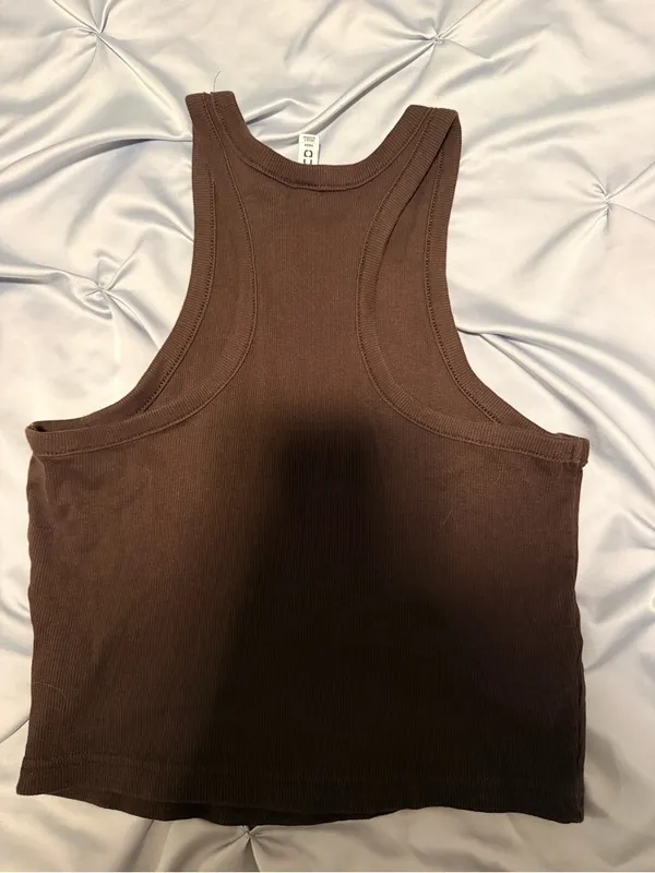 DIVIDED Brown Ribbed Crop Tank Top - Image 3