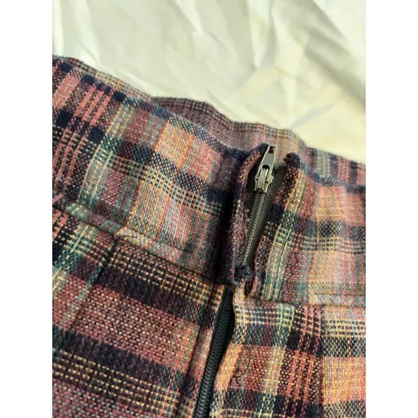 Vintage Plaid Mini Skirt Academic Purple‎ Rust Pleated Back Zipper - Image 6