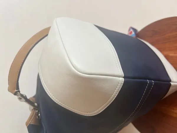 Coach Hadley Navy Tan Trim and White Accents added scarf for flair - Image 7