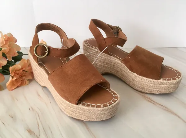 Espadrille Sandals, Size 8 1/2 Brown - Image 2