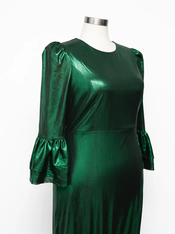 Pomander Place - Emerald Crinkle Lurex Lillith Maxi Dress - Image 8