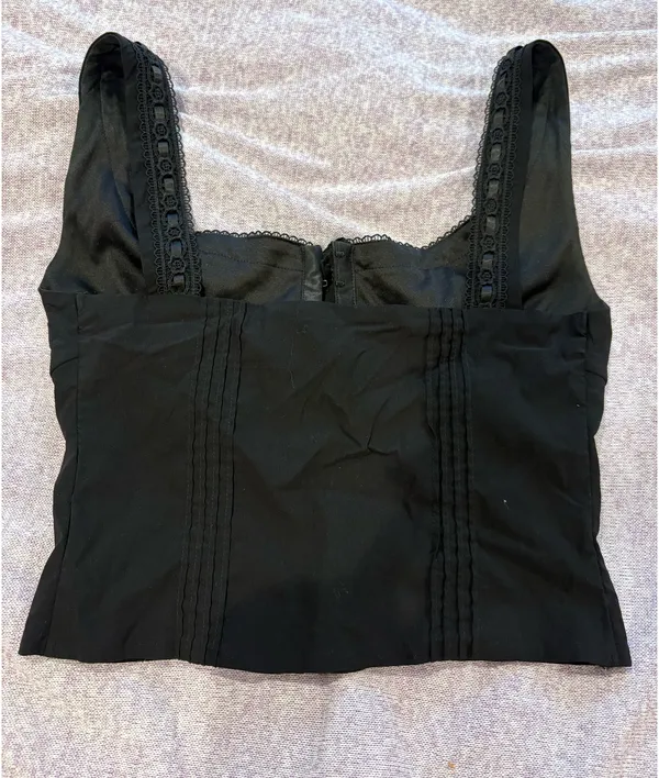 Parthea Black Corset Tank Top Size M - Image 3