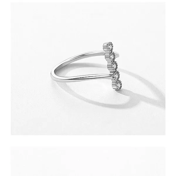 Women's Bezel Set Simulated Diamond Platinum Plated S925 Rhodium Ring, Size 5‎ - Image 4