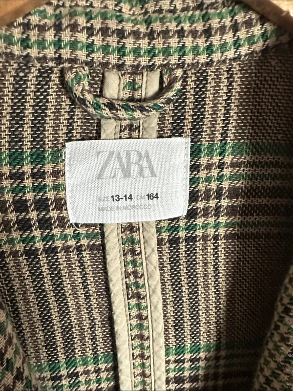 Vintage Zara Houndstooth Single Button Blazer Crop Academia Collegiate Business - Image 5
