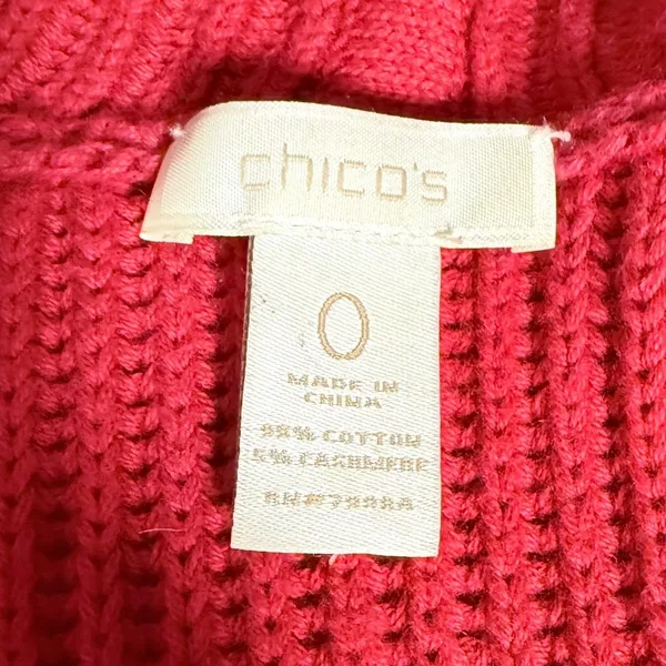 Chico's Size 0 - US 4/Small Red Sleeveless Open Front Long Cardigan Vest Cotton - Image 5