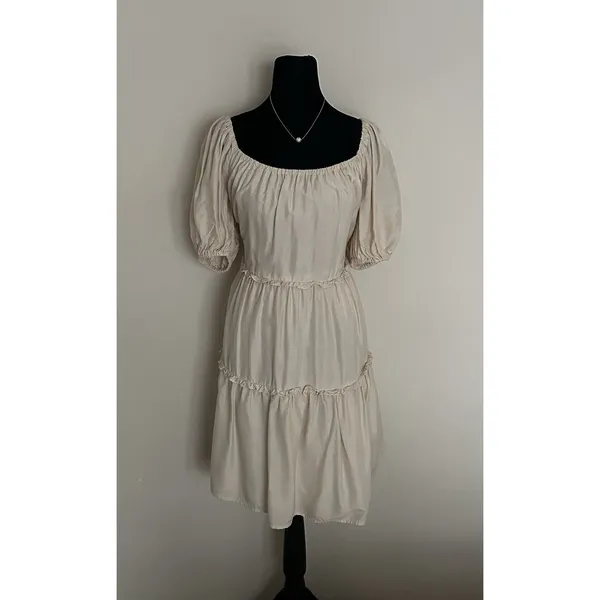 Antonio Melani Taylynn Off Shoulder Tiered Mini Dress Yellow Size M Boho Style - Image 2