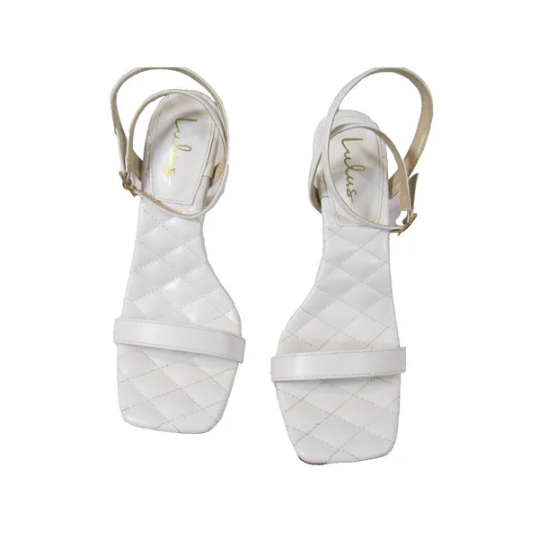 Lulus Donya White 8.5 Heels Square Open Toe Ankle Strap Sandals Pre‑Owned - Image 2
