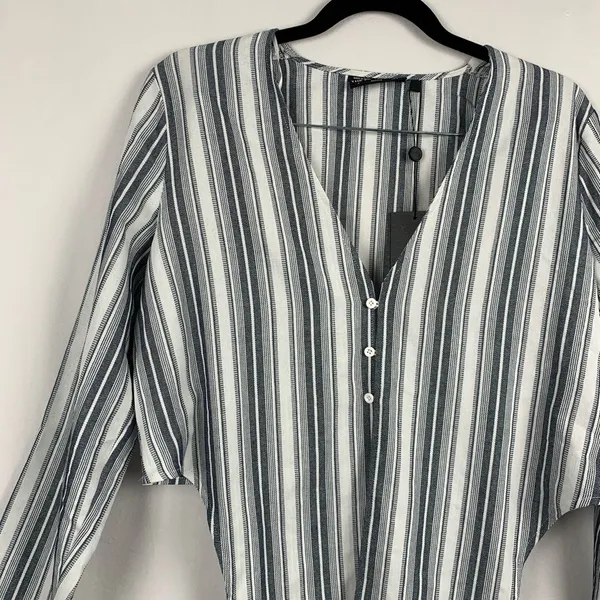 The Fifth Label Guide Stripe Top Tie Front‎ Blouse Blue White NWT S - Image 10