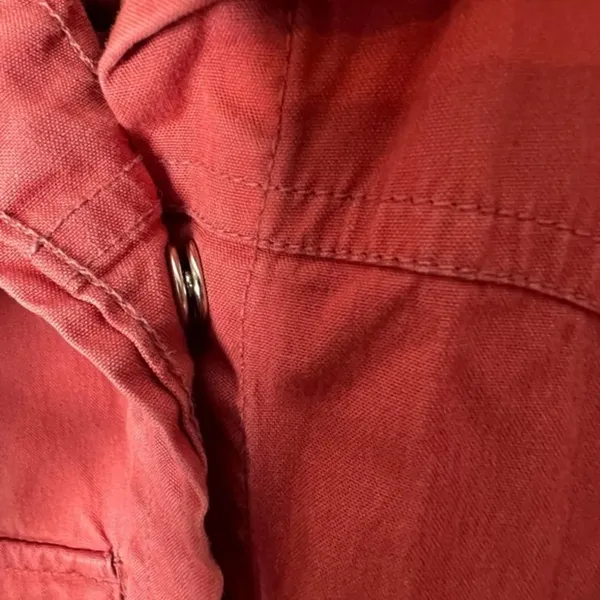 Carhartt Shirt Womens Red Poplin Snap Front Sleeveless Collared Blouse sz small - Image 7