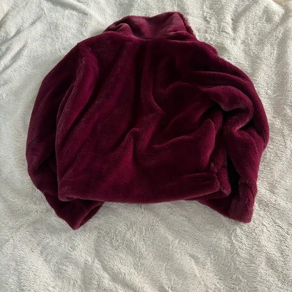 Express Maroon Fuzzy Jacket - Image 2