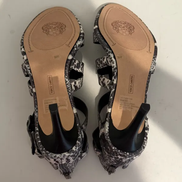 Vince Camuto Frenton Starlight Snake Print Cage Sandals Pewter Gray White 9 - Image 7
