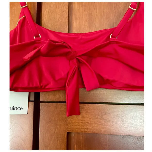Quince Italian Scoop Neck Bikini Swim Top Cherry Red Size Small NEW - Image 5