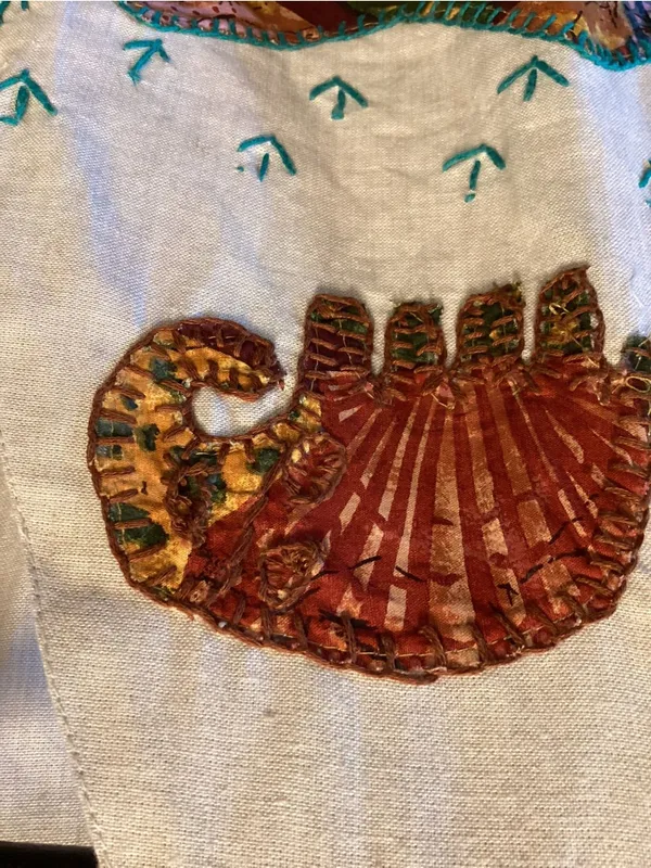 Vintage SD Collection Beige Embroidered Elephant Patchwork Vest Tan Size L - Image 2