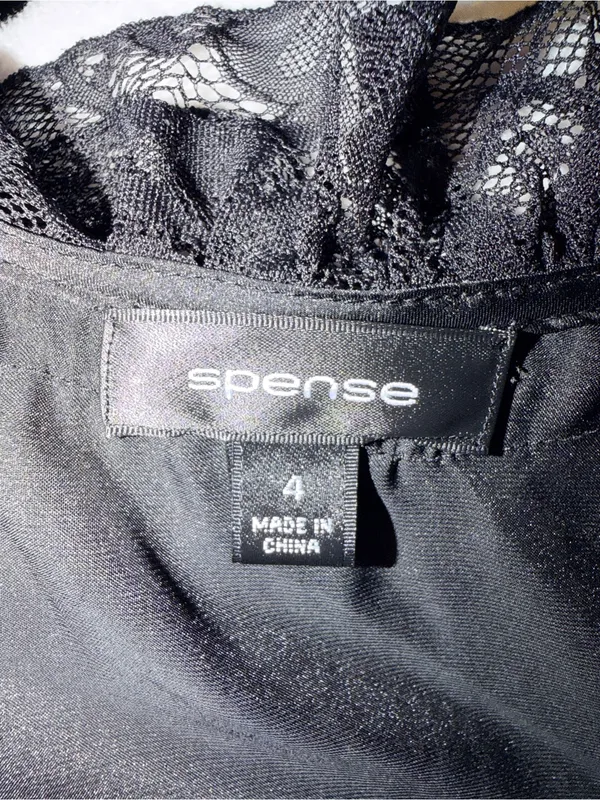 Spense Black Ruffle Satin Sleeveless Blouse - Image 3
