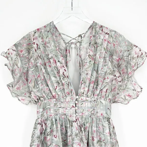 Talulah Floral Tiered Ruffle Open Back Mini Dress S - Image 4