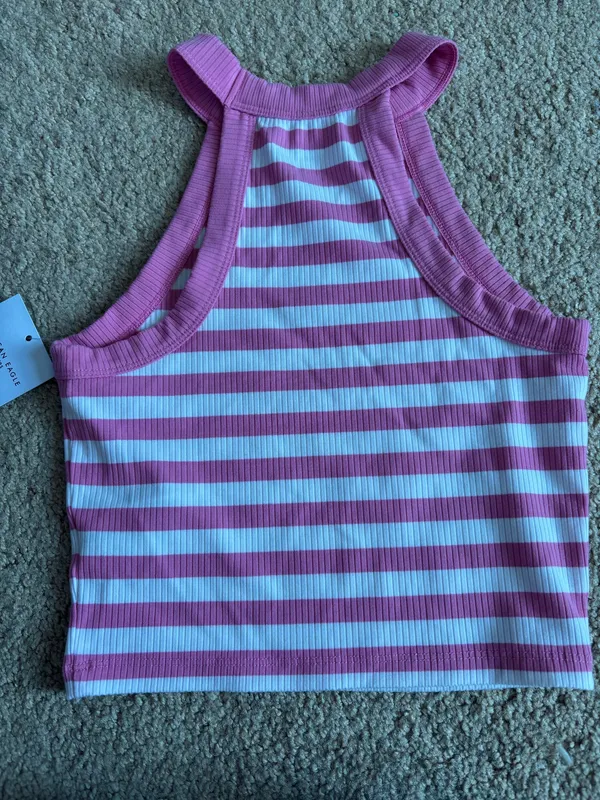 Pink and white stripped tank top Size XS - Image 2