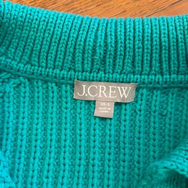 J. Crew ribbed cotton Johnny collar‎ sweater polo emerald forest size xs - Image 8