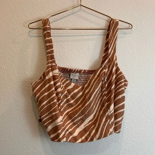 A New Day Tan Zebra Print Long Sleeve Linen Blend blazer + crop top matching 2 piece set - Image 4