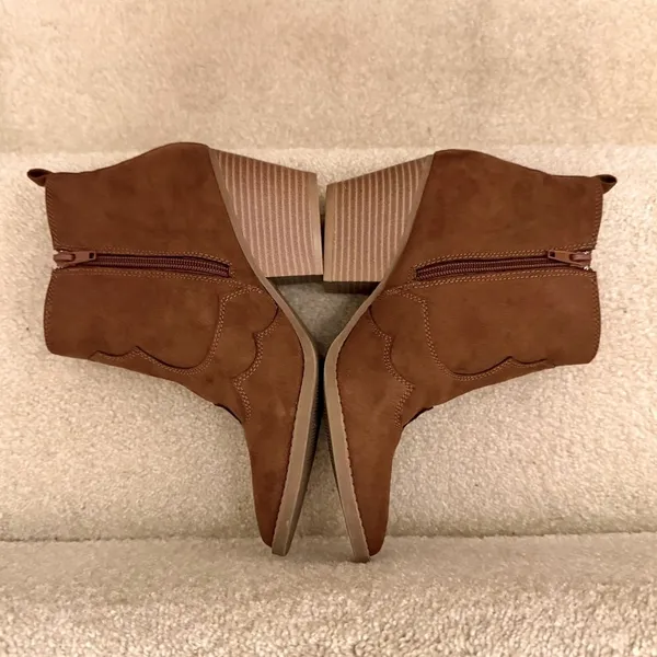 Kaari Blue Western Ankle Booties Brown Suede Boho Pointed‎ Toe Women 7M - Image 5