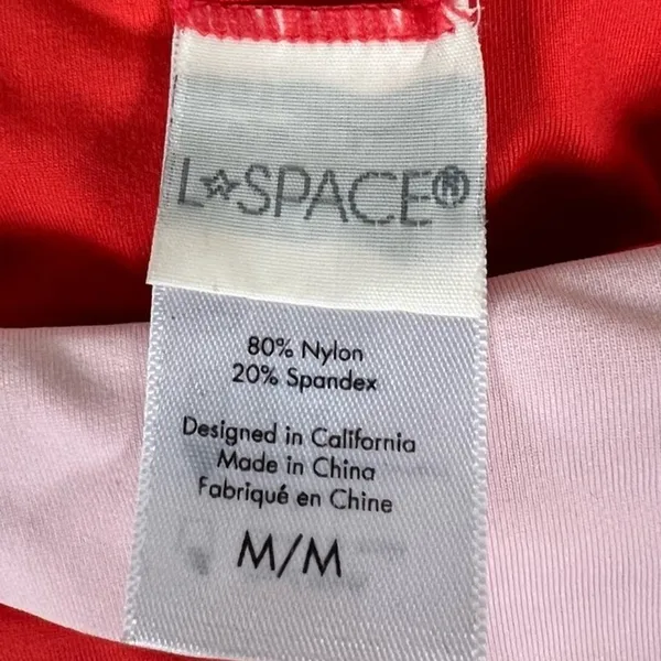 L*Space Colorblock Scoop Neck Bikini Top Red Pink Coral Retro Sporty Size M - Image 5