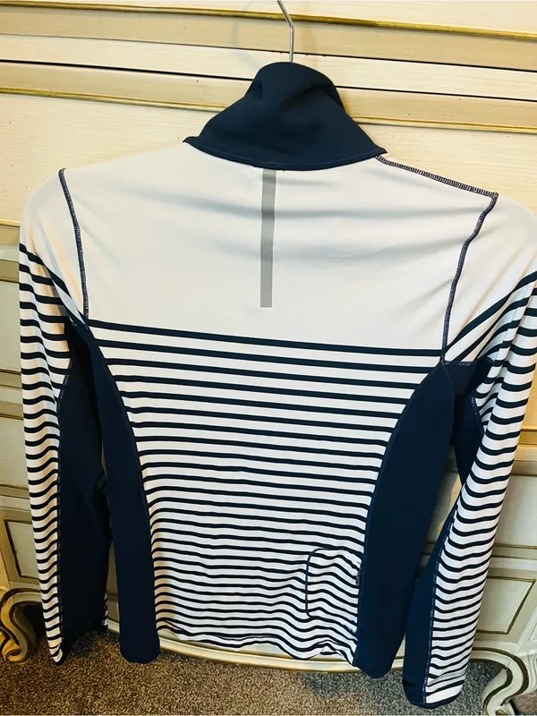 New Balance for J.Crew Navy Stripe 1/4Zip Performance Pullover Women’s Size S - Image 6
