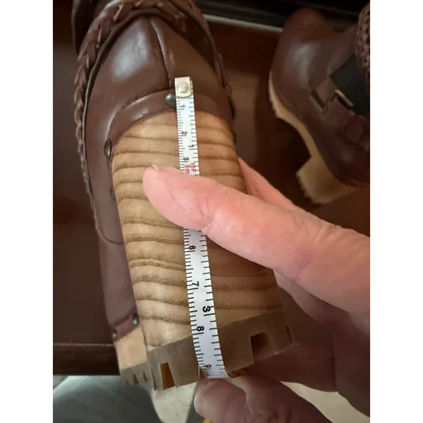 Ralph Lauren Leather Clog‎ Ankle Boots Women 40.5 Brown Excellent Boho Platform - Image 8