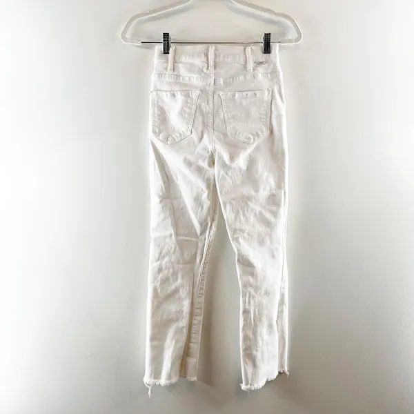 Mother The Hustler High Waisted Ankle Fray Jeans Fairest Of Them All White 24 - Image 3