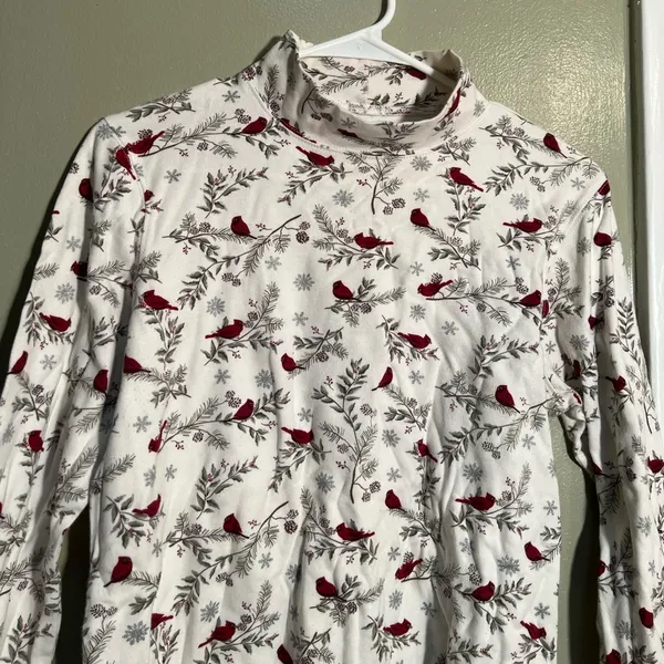 Croft & Barrow Women's Size Medium Mock Neck Long Sleeve T-Shirt White Cardinal - Image 2