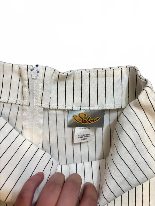 Vintage Y2K Sabora Low Rise Pinstripe Micro Shorts White Made in USA - Image 3