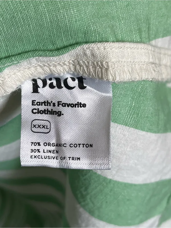 Pact Organic Cotton & Linen Sz XXXL Green and White Striped Maxi Dress - Image 12