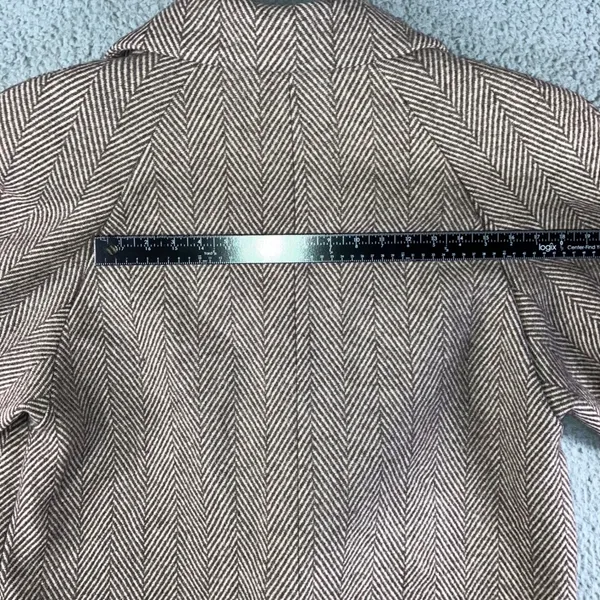 Vintage Herringbone Double Breasted‎ Full Length 100% Wool OverCoat Women 10 - Image 6