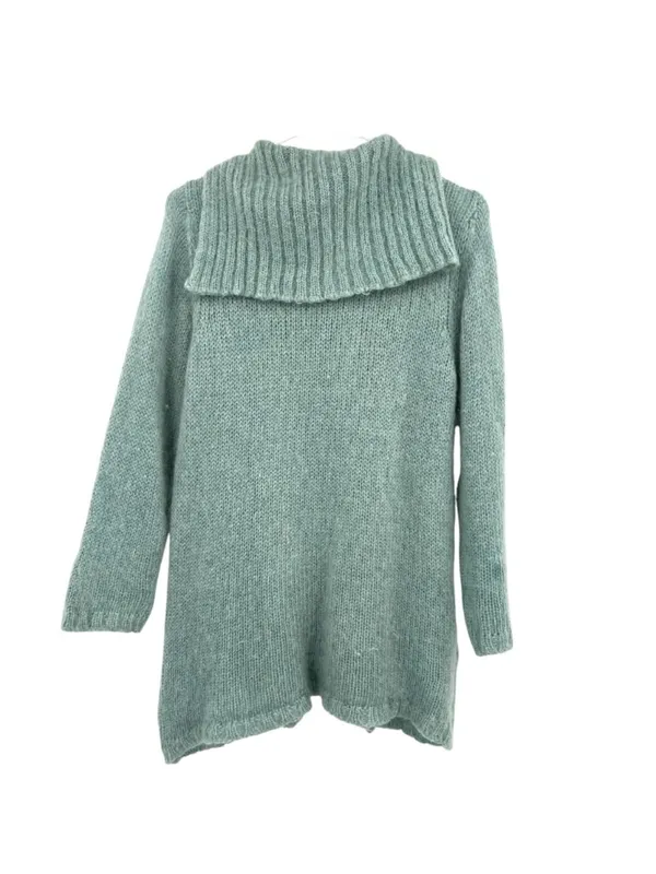 Margaret OLeary Cardigan Sweater Kid Mohair Blend Zip Front Blue Green Size 2 - Image 6